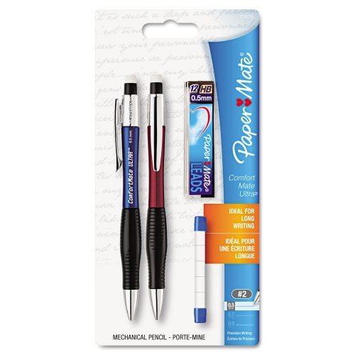 New Paper Mate ComfortMate Ultra Pencil Starter Set, 0.5 mm, HB (#2.5), Black Lead, Assorted Barrel Colors, 2/Pack,Each