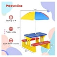 thumbnail image 3 of Kids Picnic Table, Kids Outdoor Table and Chairs with Removable and Adjustable Umbrella, Kids Table Indoor, Portable Toddler Picnic Table for Patio, Backyard, Garden (Colorful), 3 of 6
