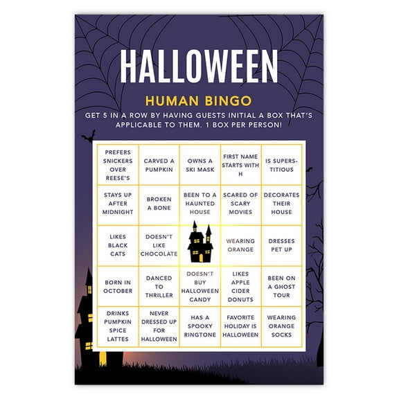 Koyal Wholesale Halloween Party Bingo Game Cards for Fun Activities, Illuminated Haunted House, Pk-24