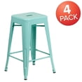 thumbnail image 4 of Commercial Grade 4 Pack 24" High Backless Mint Green Indoor-Outdoor Counter Height Stool, 4 of 9
