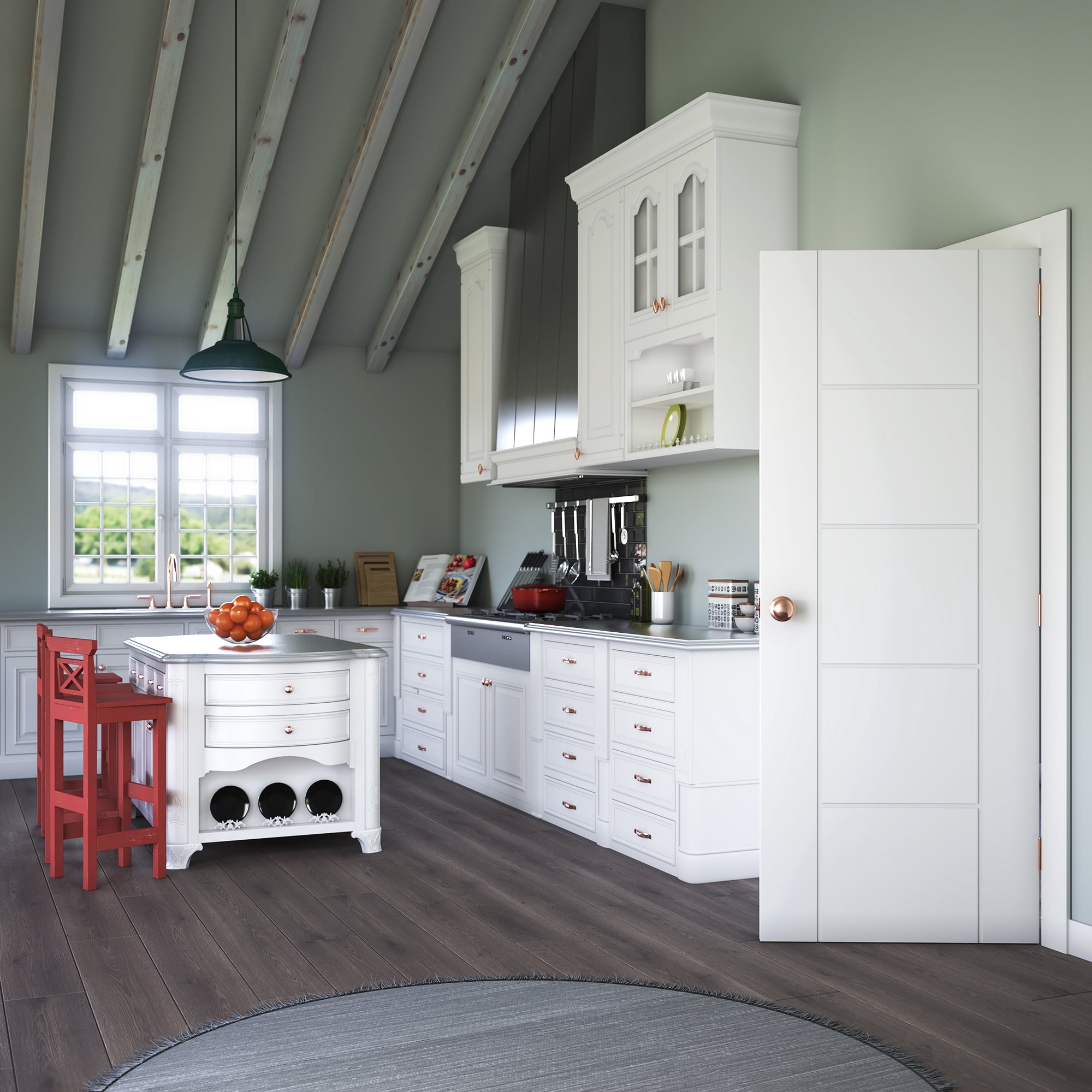 EightDoors 80" x 32" x 1-3/8" Semi-Solid White Prefinished Core Flush Wood MDF Interior Slab Door (Portland)