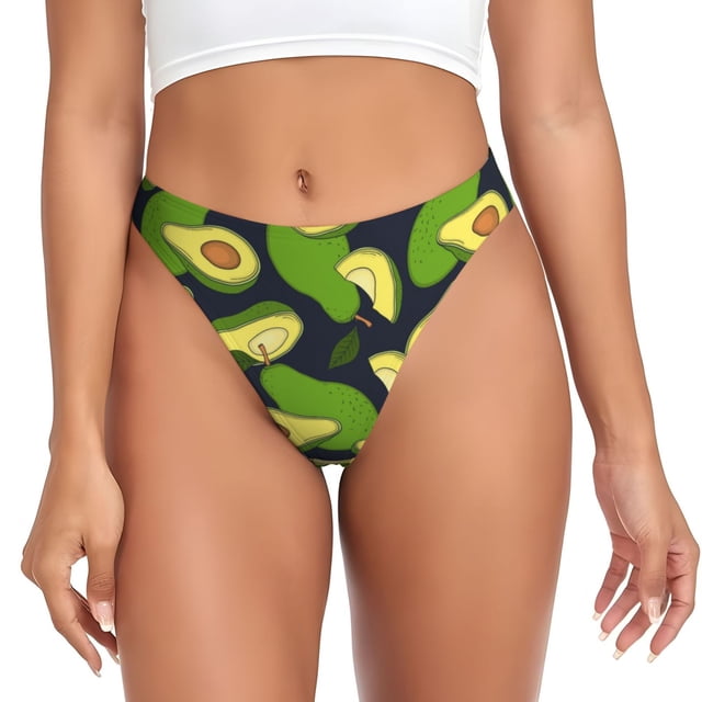 Fotbe Fresh Avocado Tanga Sin Costuras para Mujer con Estampado – Panties Invisibles, Transpirables y Cómodos para Uso Diario-Large