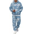 thumbnail image 4 of JULMCOMO Mens Sweatsuit Camouflage Print Drawstring Hooded Loose Fit Casual Pullover Sweatshirt Workout Jogging Pants 2 Piece Tracksuit Winter Outfits Sky Blue S, 4 of 5