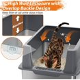 thumbnail image 6 of Stainless Steel Litter Box with Lid, 2 Pack XL Metal Cat Litter Box with Removable High Sided Enclosed, Foot Pedal & Scoop & Litter Mat for Big Cats, Anti-Urine Leakage, Non-Stick Bottom, 6 of 8