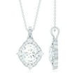 thumbnail image 3 of Rosec Jewels Vintage Inspired Cubic Zirconia Pendant Necklace with Halo for Women, 10K White Gold, 3 of 8