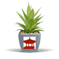 thumbnail image 1 of China Pavilion Culture Outline Pattern Fake Pineapple Flower Pot Vase Mini Decor, 1 of 3