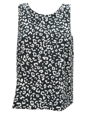 Mogul Womens Sleeveless Top Blouse Free Spirit Stylish Black White Printed Back Cut Out Summer Comfy Tops XS