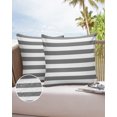 thumbnail image 6 of Pack of 2 Outdoor Pillow Covers, Grey and White Stripes Waterproof Square Throw Pillowcase Cushion Decorative Pillow Covers for Couch Patio Tent, 18x18 in, 6 of 6