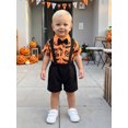 thumbnail image 3 of Lairauiy Infant Baby Boy Halloween Outfit 3 6 12 18 Months Short Sleeve Romper with Suspenders Shorts Clothes Set, 3 of 9