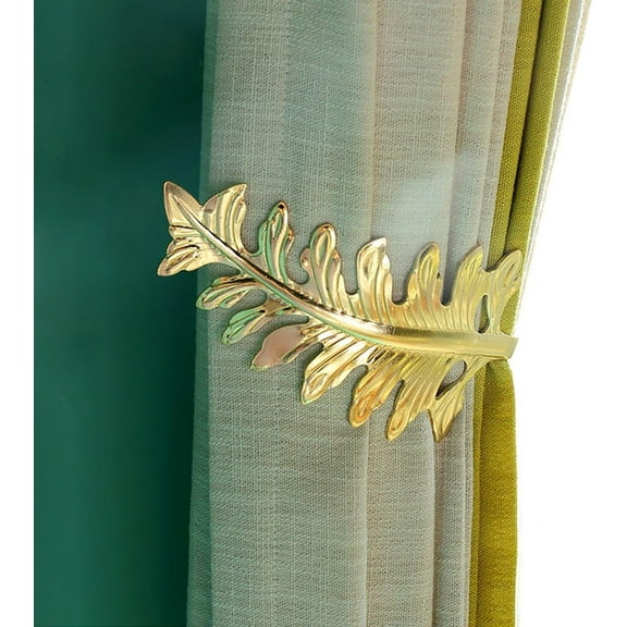 Set of 2 American Style Leaf Curtain Wall Hook Drapery Window Treatment Holdback (Gold)
