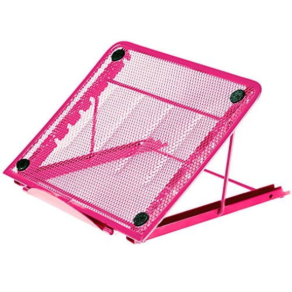 Halter Mesh Laptop Stand for Laptop / Notebook / iPad / Tablet Adjustable, Ventilated (Pink)