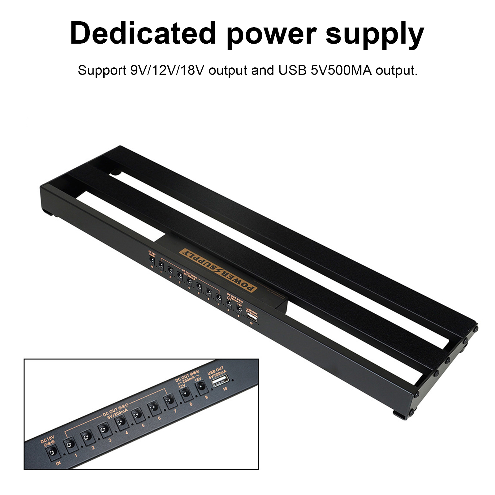 Aluminium Alloy Black Guitar Effect Pedalboard with Bag, Pedal Cable Guitar Pedal Board Set with Built-in Power Supply