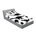 thumbnail image 2 of Dinosaur Fitted Sheet & Pillow Sham Set, Various Black Dino Silhouettes Jurassic Evolution Extinction Predator Animals, Decorative Printed 4 Piece Bedding Decor Set, Twin, Black White, by Ambesonne, 2 of 3