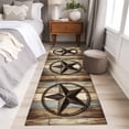 thumbnail image 5 of Country Star Washable Area Rug 2 x 6 ft Farmhouse Star Brown Beige Wood Grain, Soft Non Slip Rugs Stain Repellent Indoor Felt Carpet for Living Dining Room Bedroom Home Office, 5 of 9