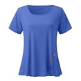 thumbnail image 4 of Only Moment Versatile Fashion Top Polyurethane fiber Square Collar Women's Short Sleeve Tops Lightweight Casual Pullover Tops Blue,4XL, 4 of 5