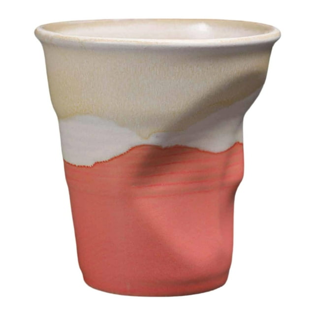Taza de café de cerámica, taza de bebida, taza creativa de porcelana plisada, taza de mañana moderna Rosa