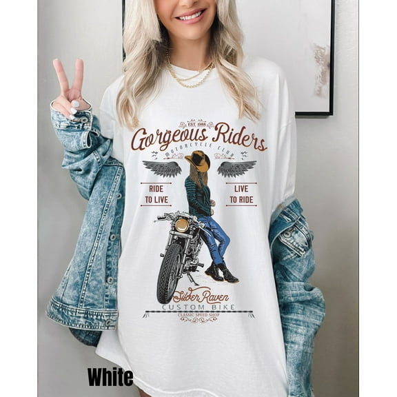 SEIKEMS Motorcycle Shirt for Women, Woman Motorcycle Shirt, Vintage Motorcycle Tshirt, Biker Gifts, Biker Shirt, Biker Girl