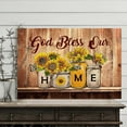 thumbnail image 3 of God Bless Our Home Canvas Wall Art – Rustic Sunflower Mason Jar Print with Butterflies – Farmhouse Christian Wall Décor for Living Room, Entryway, or Kitchen – Ready to Hang, 3 of 4