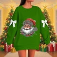 thumbnail image 2 of HUAXUN-Christmas Sweatshirt Women Loose Fit Santa Print Hoodless Pullover Long Sleeve Casual Top for Holiday Party & Christmas Gift(Green5,S), 2 of 5