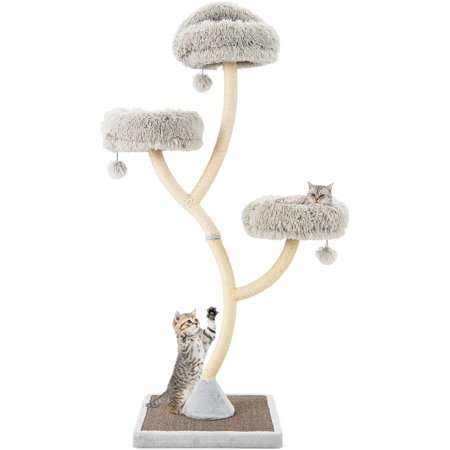 70" Tall Cat Tree, Cat Tower with Scratching Posts and Board, Multi-Level Cat Tower for Large Cats 20 lbs+ with 3 Cozy Perches and Dangling Balls, Modern Cat Tree for Indoor Cats Large Adult