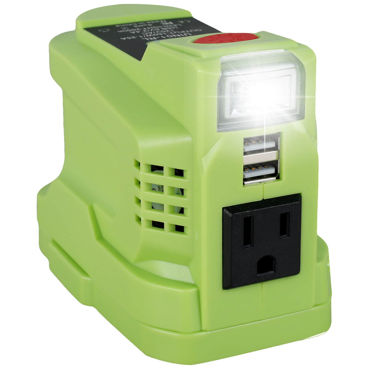 Wekvgz 150W Power Inverter Compatible with Ryobi 18V Battery Power Inverter 18V to 110V 120V Portable Station Supply Charger with AC Outlet and Dual USB Output LED Light for Outdoor Camping