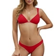 thumbnail image 6 of Levmjia Women's Bikini Set Solid Color V-Neck High Waisted Lace Up Tummy Control Swimsuits Adjustable Straps Quick Dry Beach Vacation Swimsuit, 6 of 7