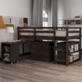 thumbnail image 2 of Tcbosik Loft Bed with Rolling Desk, Twin Size Low Loft Bed with Storage Cabinet and Open Shelves, Built-in Ladder and Full-Length Guardrail for Kids Teens, Espresso, 2 of 10