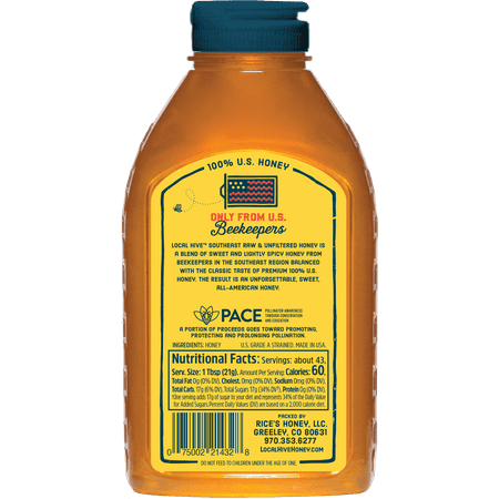 Local Hive, Raw & Unfiltered, 100% U.S. Southeast Honey Blend, 32oz