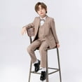 thumbnail image 6 of Hiijoy Big Boys Formal Suit Dress Shirt Blazer Waistcoat Pants Bow Tie 5Pcs Tuxedo Outfits, Sizes 14-15Y, 6 of 7