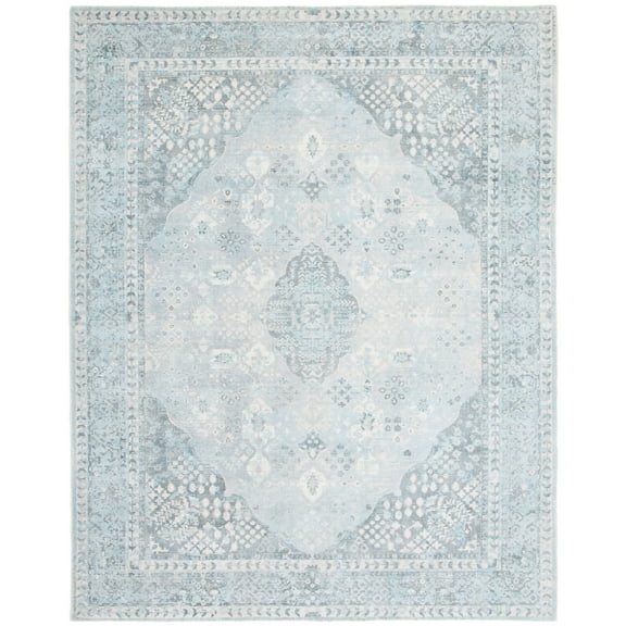 SAFAVIEH Restoration Vintage Quentin Medallion Area Rug, Grey/Light Blue, 8' x 10'