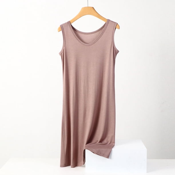 Camisola de encaje con falda corta de color liso para mujer, con cojín en el pecho, informal, de poliéster, para mujer