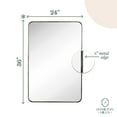 thumbnail image 4 of Hamilton Hills Contemporary Polished Metal Wall Mirror Glass Panel Silver, 4 of 8