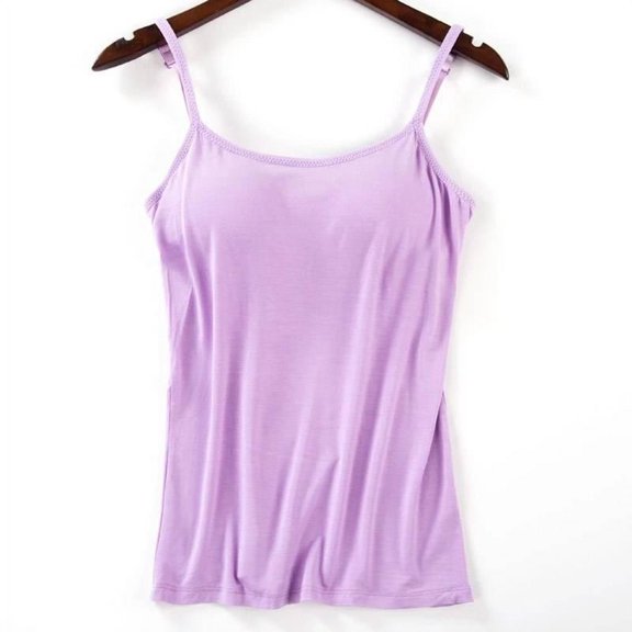 Women's Sexy Basic Camisole with Shelf Bra Comfortable Adjustable Spaghetti Strap Tank Top