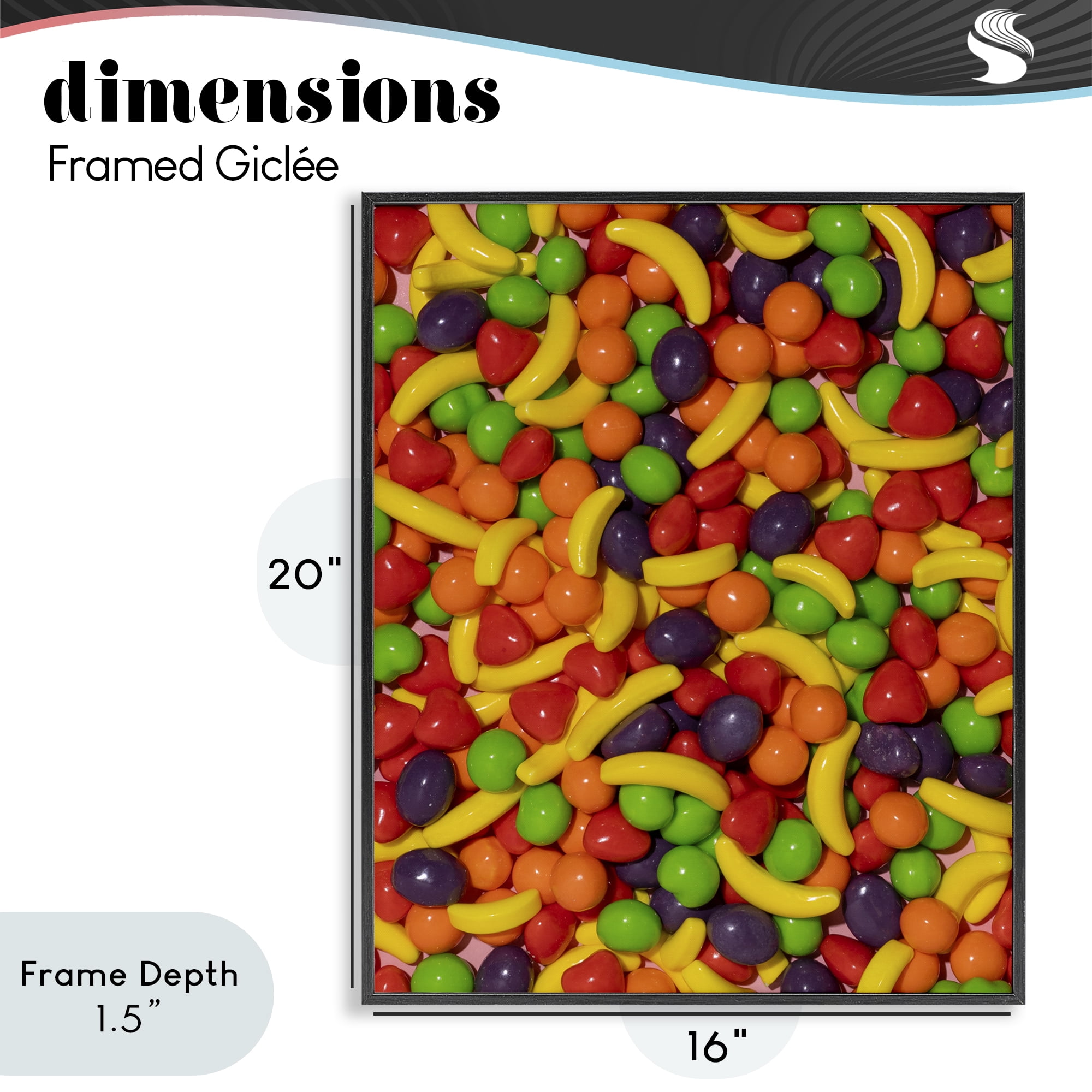 Stupell Industries Retro Assorted Fruit Candy Black Framed Giclee Art, design by LISH Creative