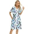 thumbnail image 6 of Nightgowns for Women V Neck Sleepwear Loungewear,Floral Print Comfy House Dresses Short Sleeve Sleep Dress Nightshirt Sleepwear,Mid-Length Asymmetric Plus Size Pajama Dress,Green S-2XL, 6 of 9