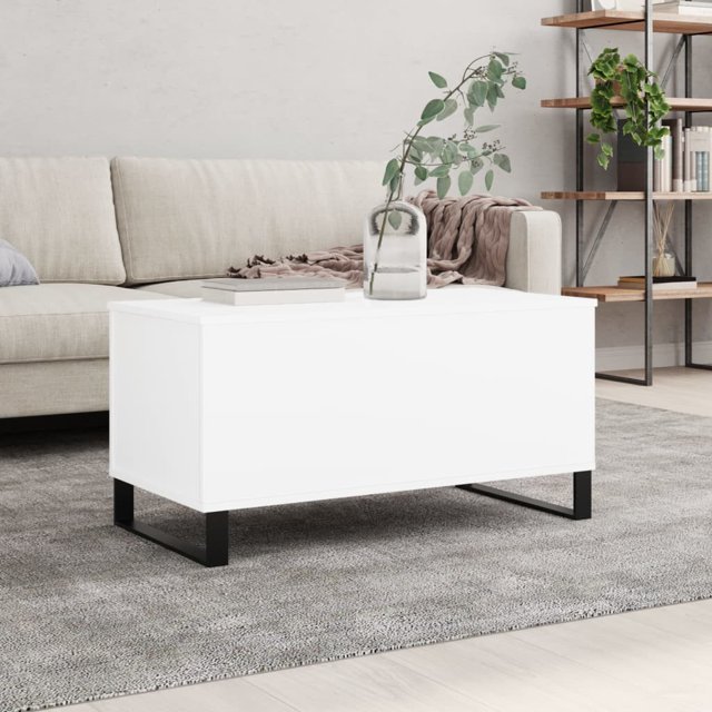 vidaXL Table Basse Blanche 90x44,5x45 cm Bois Manufacturé