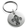 thumbnail image 1 of Stainless Steel Royal Fleur De Lis Engraved Small Medallion Circle Charm Keychain Keyring, 1 of 1