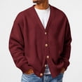 thumbnail image 2 of Resicozy Mens Cardigan Sweater Waffle Knit Long Sleeve Cardigan Open Front Lightweight Casual Button Down Cardigan Wine S, 2 of 5