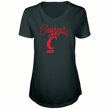 - Women's Russell Black Cincinnati Bearcats Distressed V-Neck Tunic T-Shirt