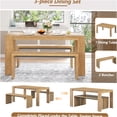 thumbnail image 5 of JERFIT 3-Piece Farmhouse Dining Table Set with 2 Benches, Rustic Natural Wood Finish for Kitchen, Dining Room, Breakfast Nook, 5 of 10