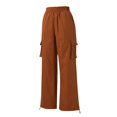 thumbnail image 4 of Gibobby Pantalones tipo cargo estampados de mujer Pantalones cargo sueltos de calle con cintura elástica diaria para mujer Pantalones con bolsillos(De bronce,G), 4 of 5
