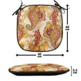 thumbnail image 4 of East Chair Seating Cushion Set of 12, Traditional Paisley in Colors Floral Ornamental Cultural Art, Seat Pads for Office with Anti-slip Backing, 16"x16", Orange Yellow and Red, by Ambesonne, 4 of 7