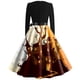 thumbnail image 4 of Women's Vintage Classic Dress Neck Waist Bow Tie Long Sleeves Halloween Print V Neck Swing Dress, 4 of 4