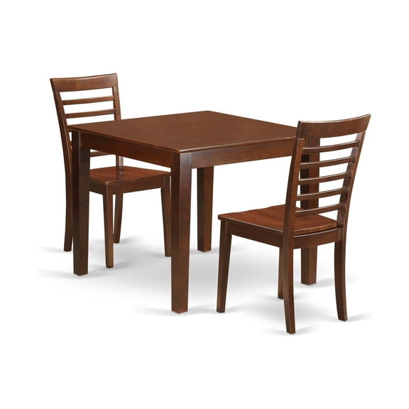HomeStock Set - With A Dining Table And Dining Chairs, Mahogany, 36" Square Table, 30" High, Includes 3-Piece Set With 2 Dining Chairs