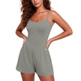 thumbnail image 3 of Ohufall Short Jumpsuit for Women Solid Color Comfort Camisole Summer Casual Wide Leg Short Jumpsuits, 3 of 6