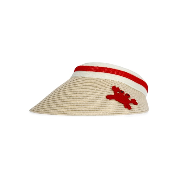 No Boundaries Straw Visor, Women's, Red Crab