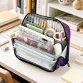 thumbnail image 6 of Standing Pencil Case with Base Large Capacity Stationery Pouch Pen Bag with Zipper for Women Men Glowing Purple Butterfly, 6 of 7