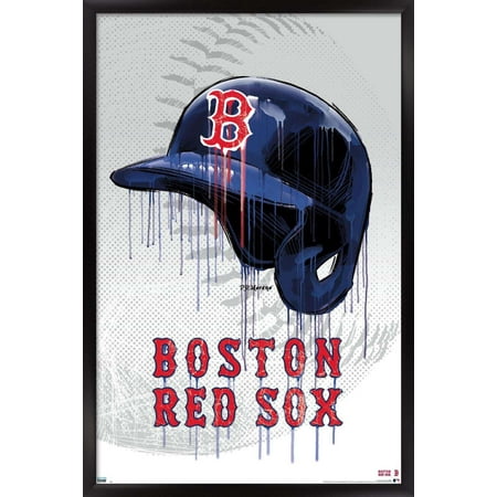 MLB Boston Red Sox – Drip Helmet 20 Wall Poster 14.725 x 22.375 Framed