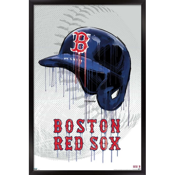 MLB Boston Red Sox - Drip Helmet 20 Wall Poster, 14.725" x 22.375", Framed