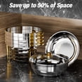thumbnail image 5 of WARMOUNTS Gold Chafing Dish Buffet Set 2 Pack, 5QT Round Stainless Steel Chafers and Buffet Warmers Sets with Glass Lid & Lid Holder for Parties Catering Events, Polished & No Finger Cuts, 5 of 15